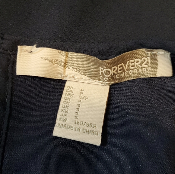 Forever 21 Navy Blue Chiffon Crochet Cap Sleeve Dress - Picture 8 of 9